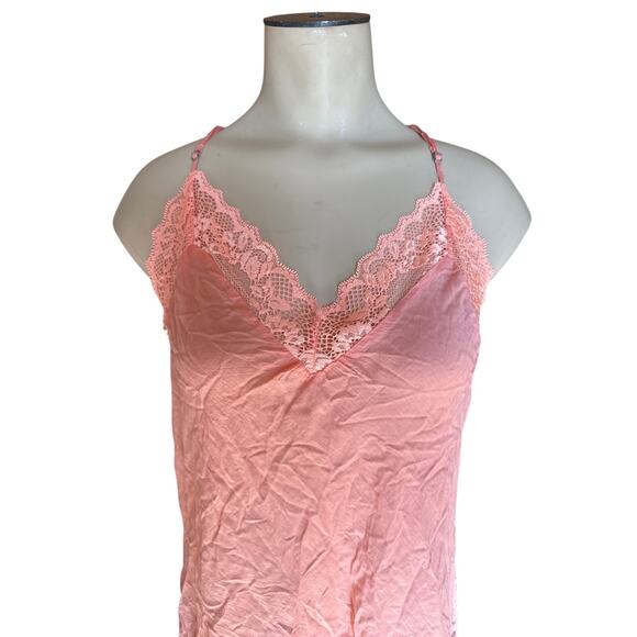 Victoria’s Secret Silk Blend Lingerie Slip Dress Peach Lace Trim Y2K Women’s M - Picture 2 of 9